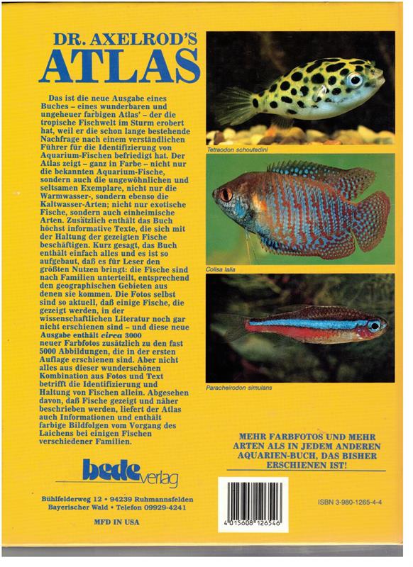 Dr. Axelrod's Atlas Susswasser aquarienfische 8. auflage